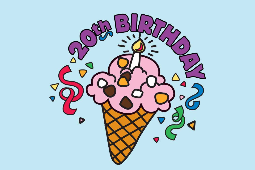 20. vuosipäivä ja jäätelötötterö